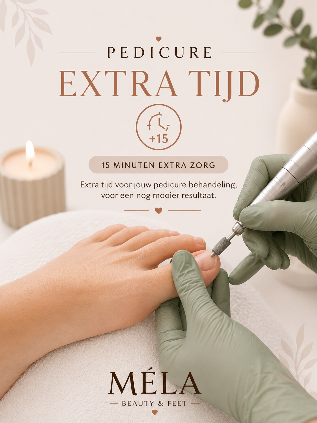 Pedicure - extra tijd toeslag per 15 min.